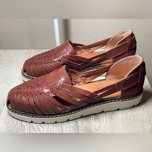 BEARPAW Lena Women's Leather Huaraches Sandal Coral Sz 8 NEW